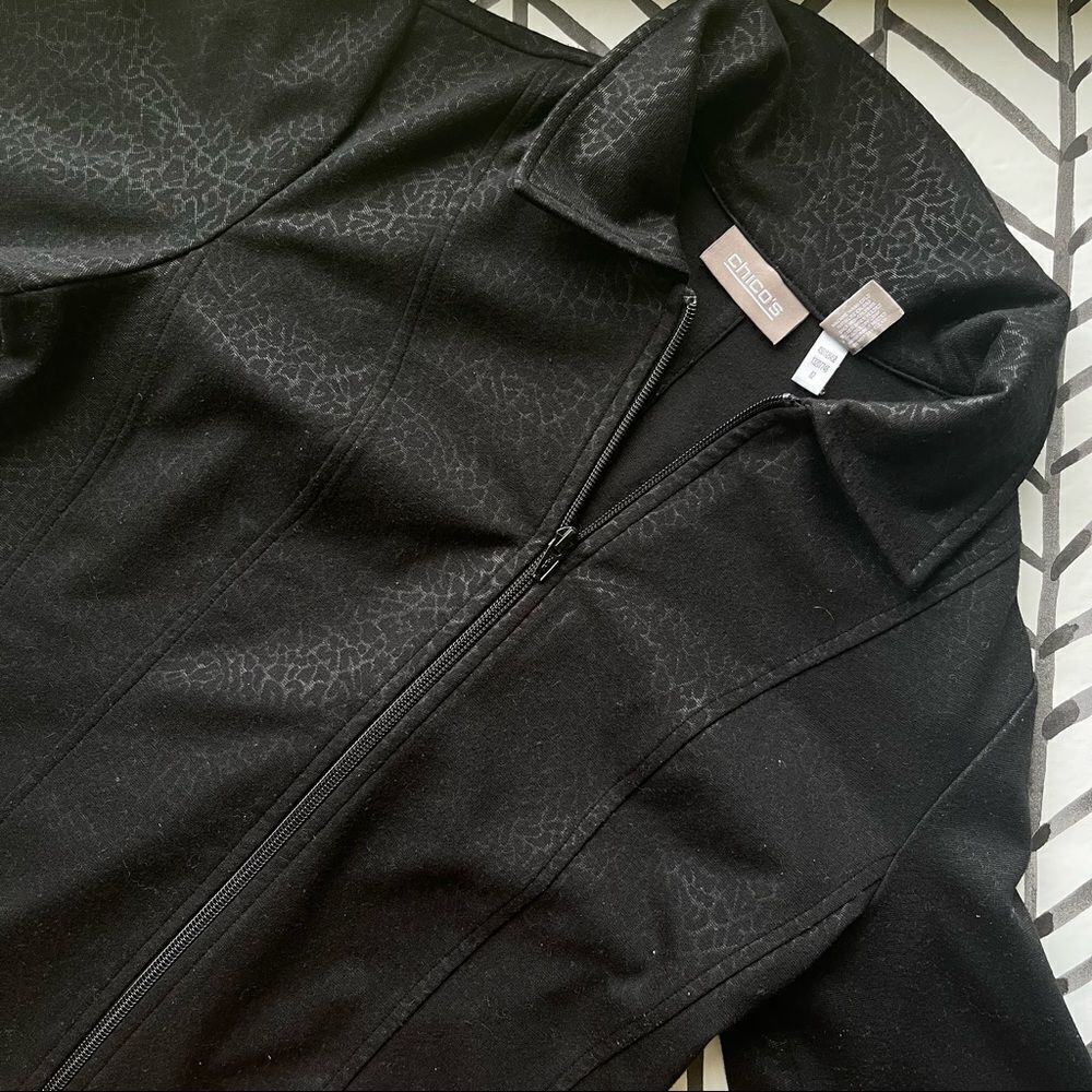 Chico's Black Textured Zip-Front Jacket